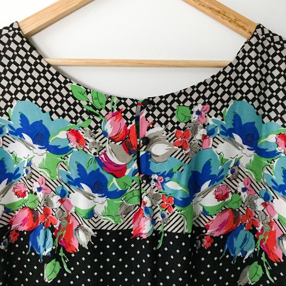 Anthropologie Odille Floral & Geometric Drapey Top - Picture 4 of 9